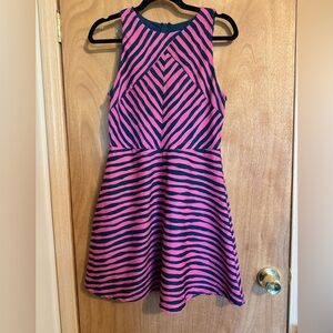 Xhiliration Fit & Flare Pink Striped Mini Dress